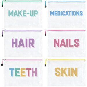 6 piece makeup bag set travel toiletry pouches waterproof cosmetic organizer gif